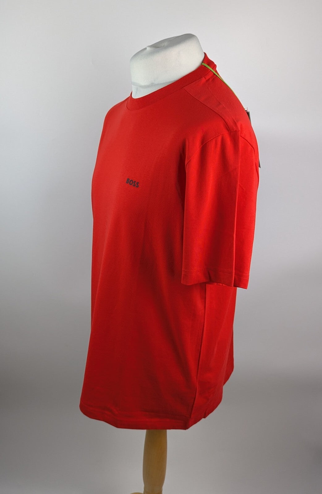 Boss Mens T-Shirt with Logo Design Stretch Cotton - Red