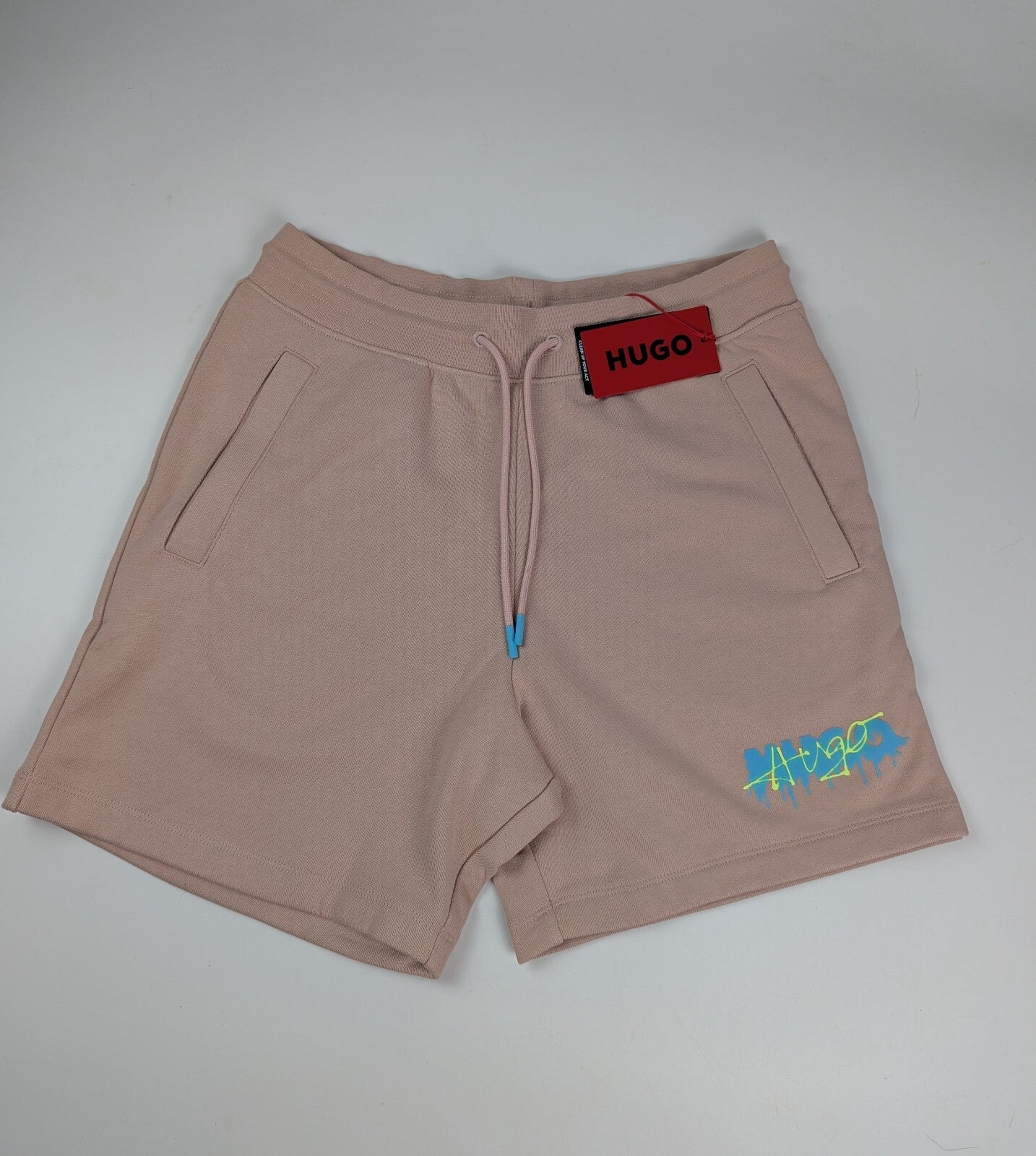 HUGO Dapalmi mens cotton shorts - Light Pink Pastel