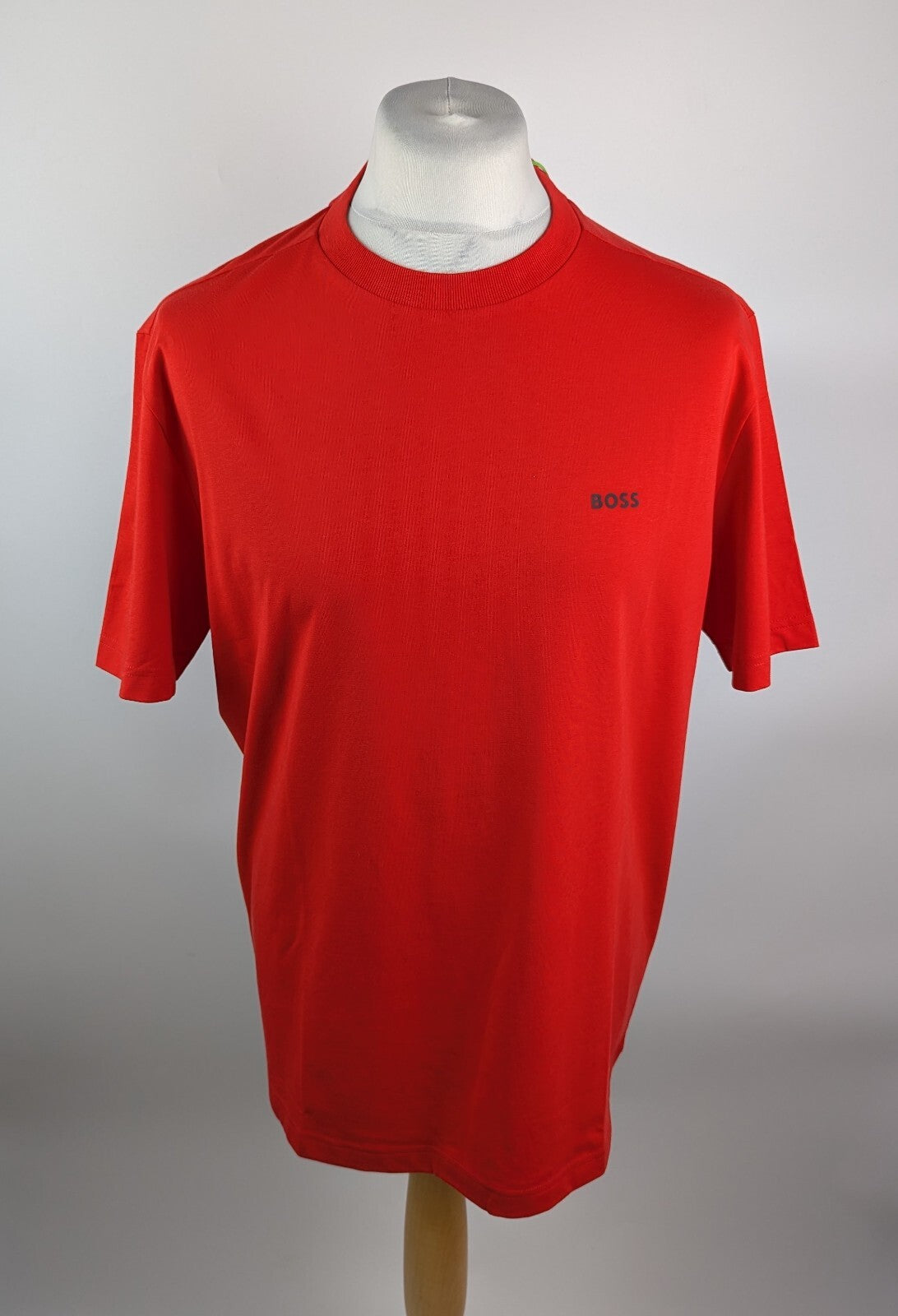 Boss Mens T-Shirt with Logo Design Stretch Cotton - Red