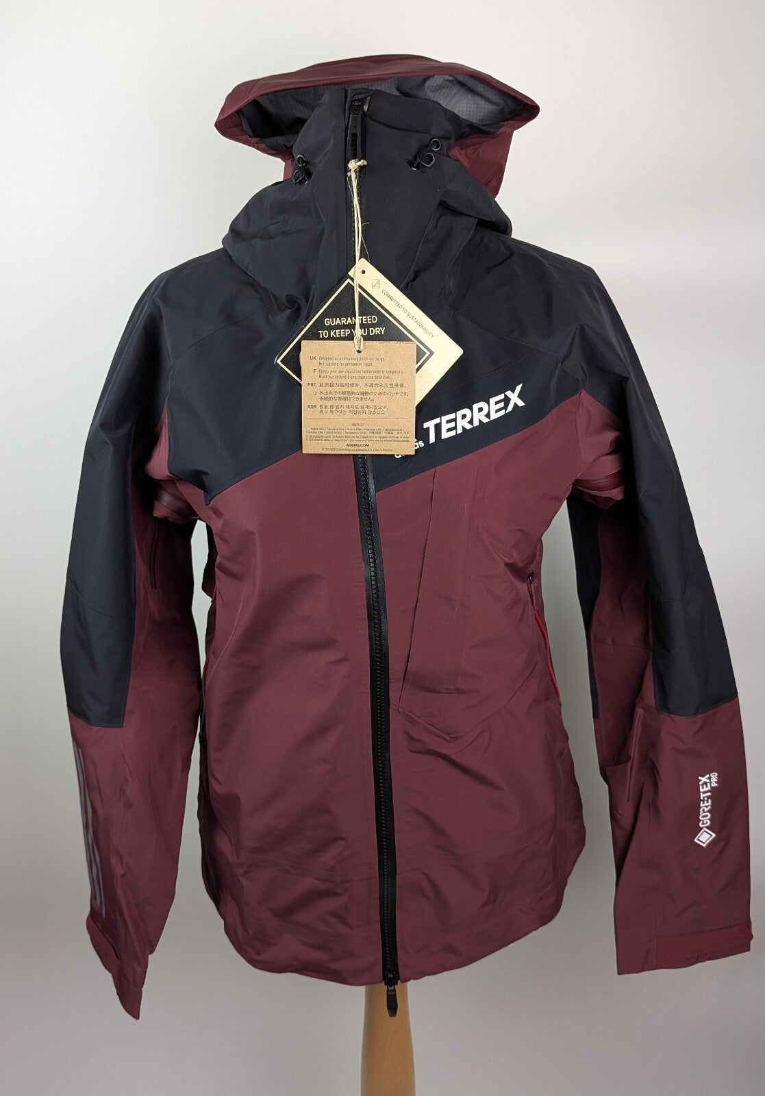 Adidas Womens Terrex Techrock GORE TEX Pro Jacket - dark red