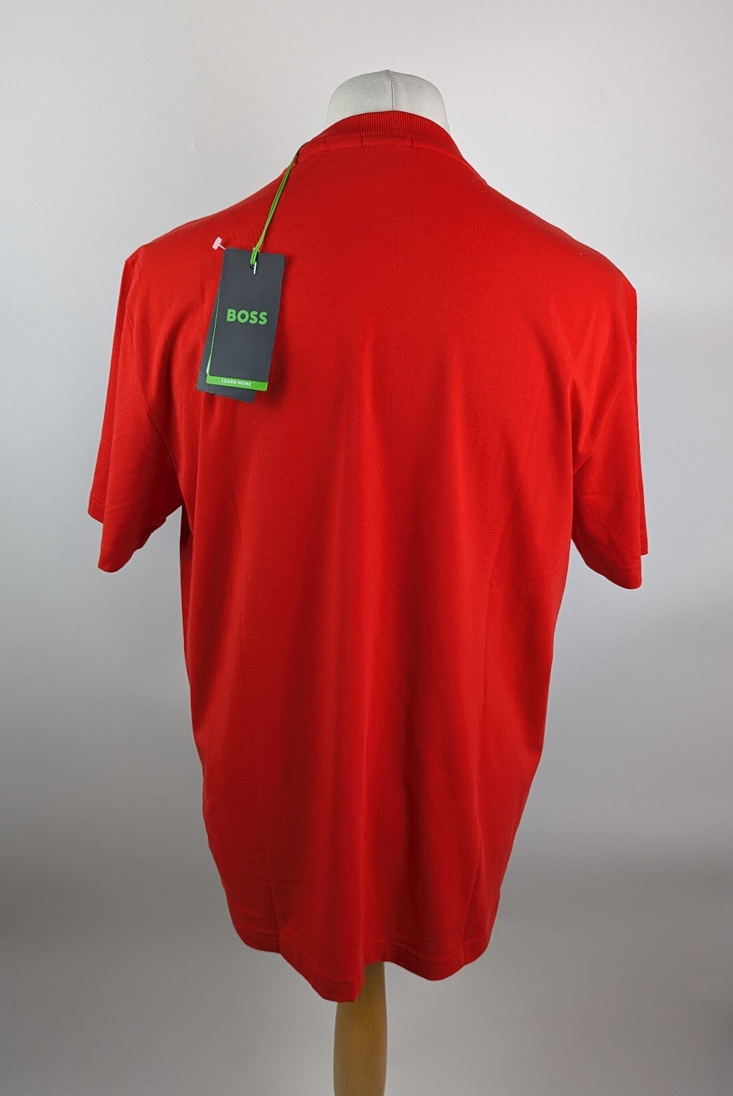 Boss Mens T-Shirt with Logo Design Stretch Cotton - Red