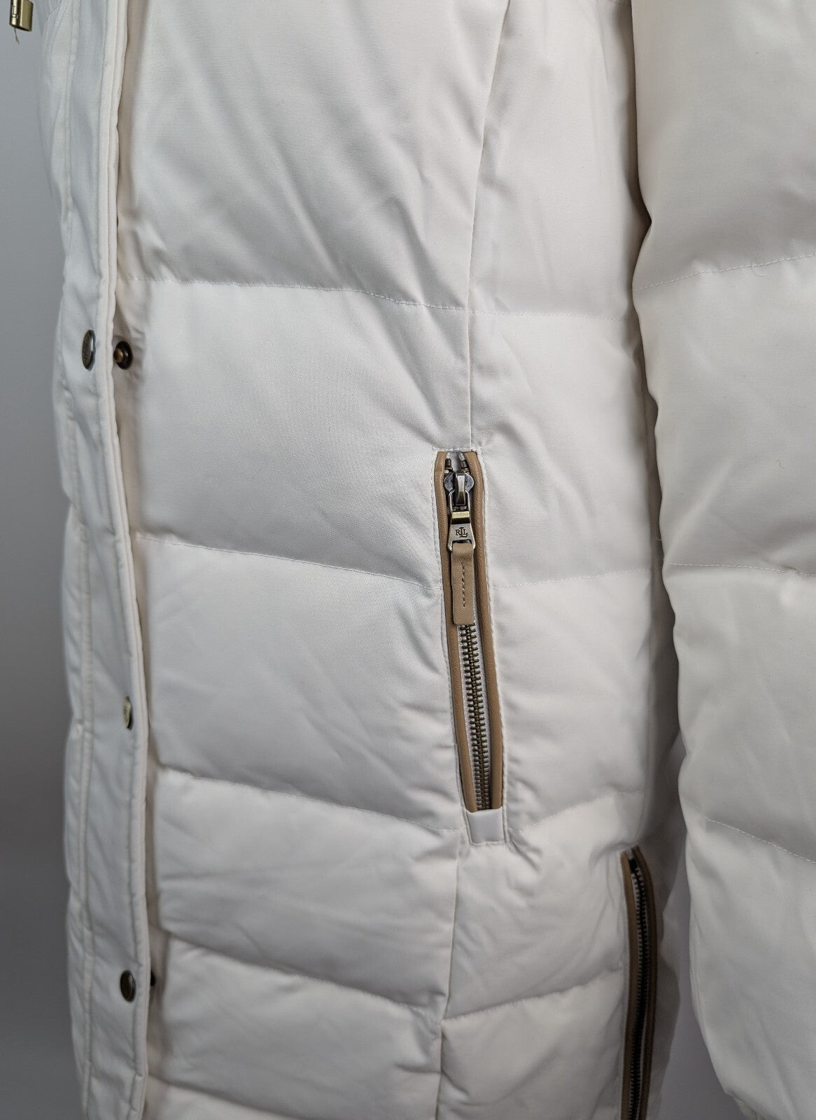 Lauren Ralph Lauren Womens Duck Down Hood Puffer Jacket - White