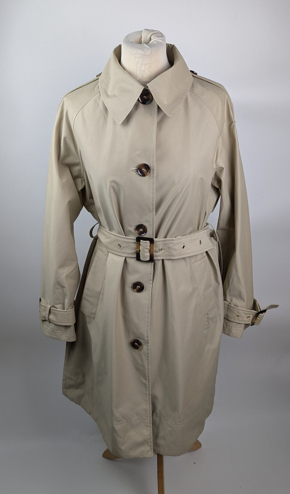 Barbour Womens Maia Showerproof Long Sleeve Trench Coat- Light sand