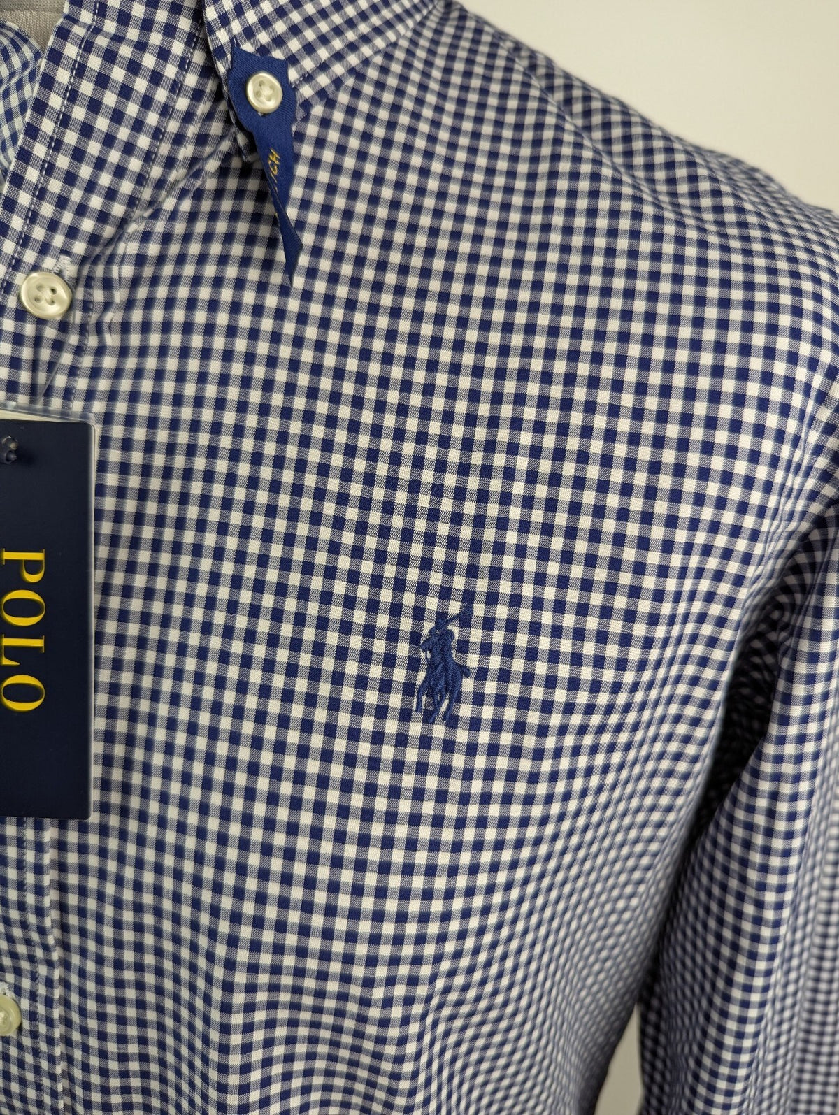 Polo Ralph Lauren Custom Fit Gingham Poplin Shirt - Navy/White