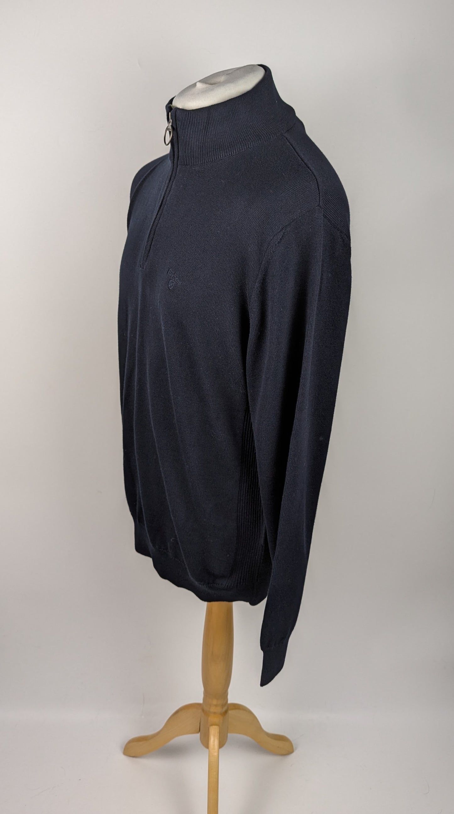 BARBOUR Men's Cotton Half Zip Jumper - Navy