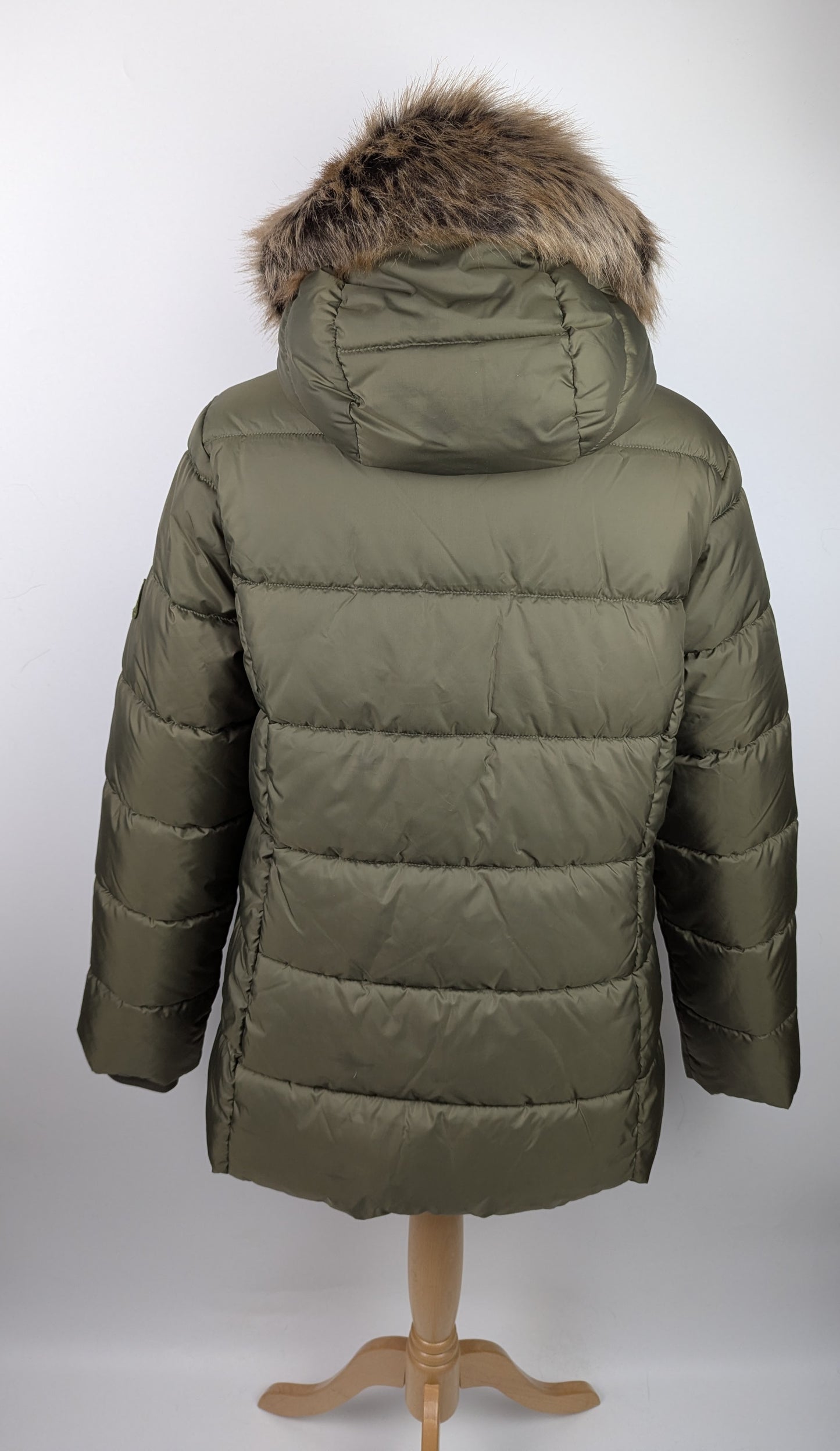 Barbour Women's Midhurst Quilted Faux Fur Hood Short Puffer Jacket - Green