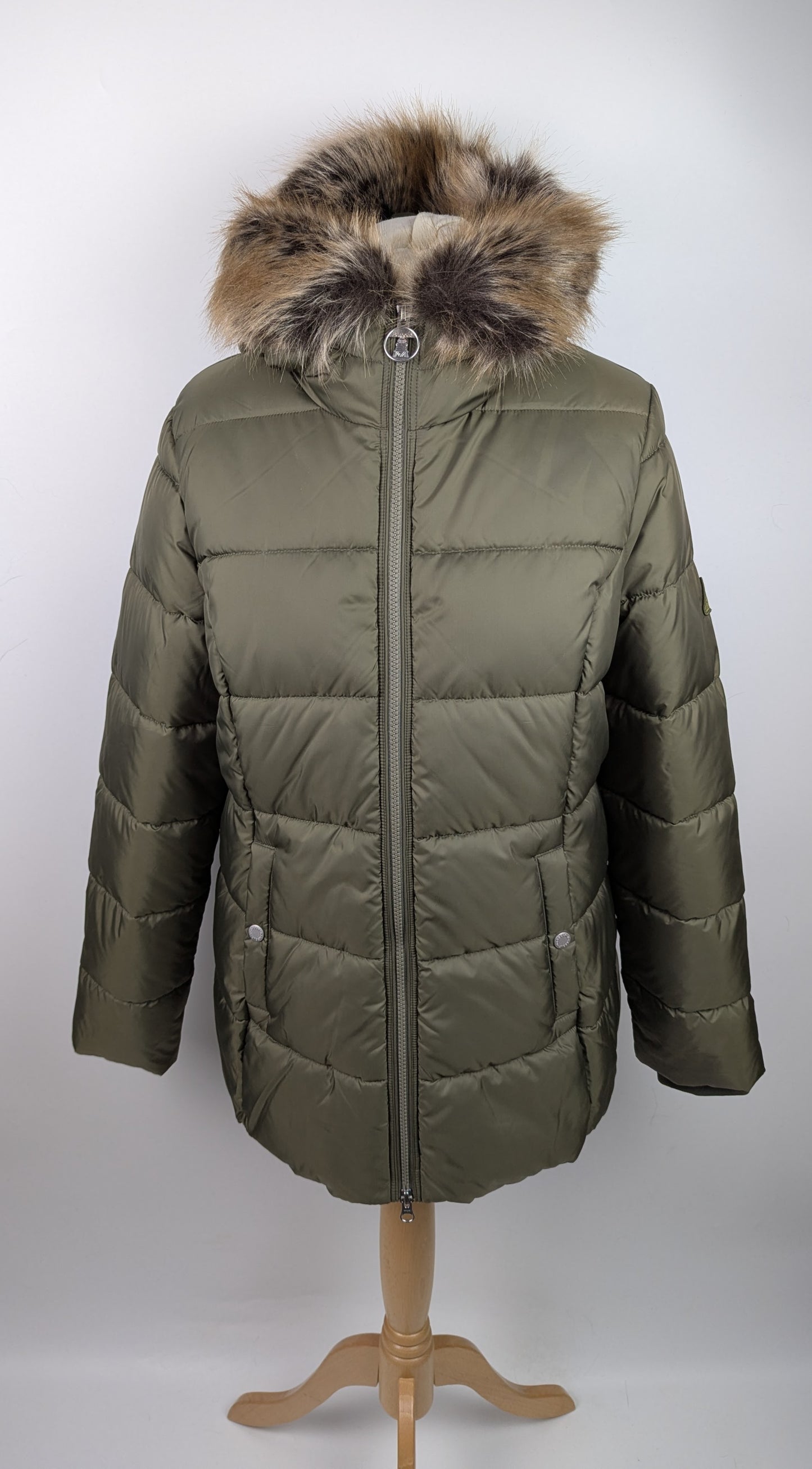 Barbour Women's Midhurst Quilted Faux Fur Hood Short Puffer Jacket - Green