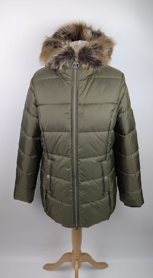 Barbour Women's Midhurst Quilted Faux Fur Hood Short Puffer Jacket - Green