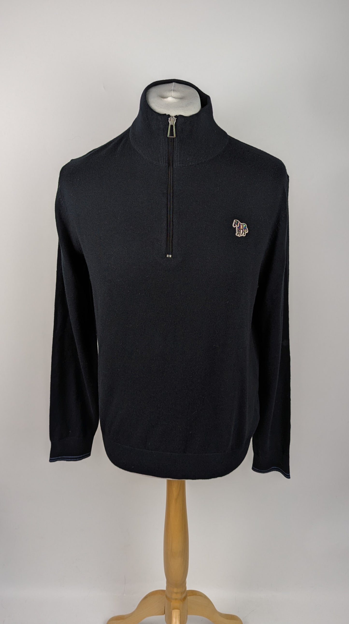 PS Paul Smith Mens Zebra Logo quarter Zip Sweater - Black