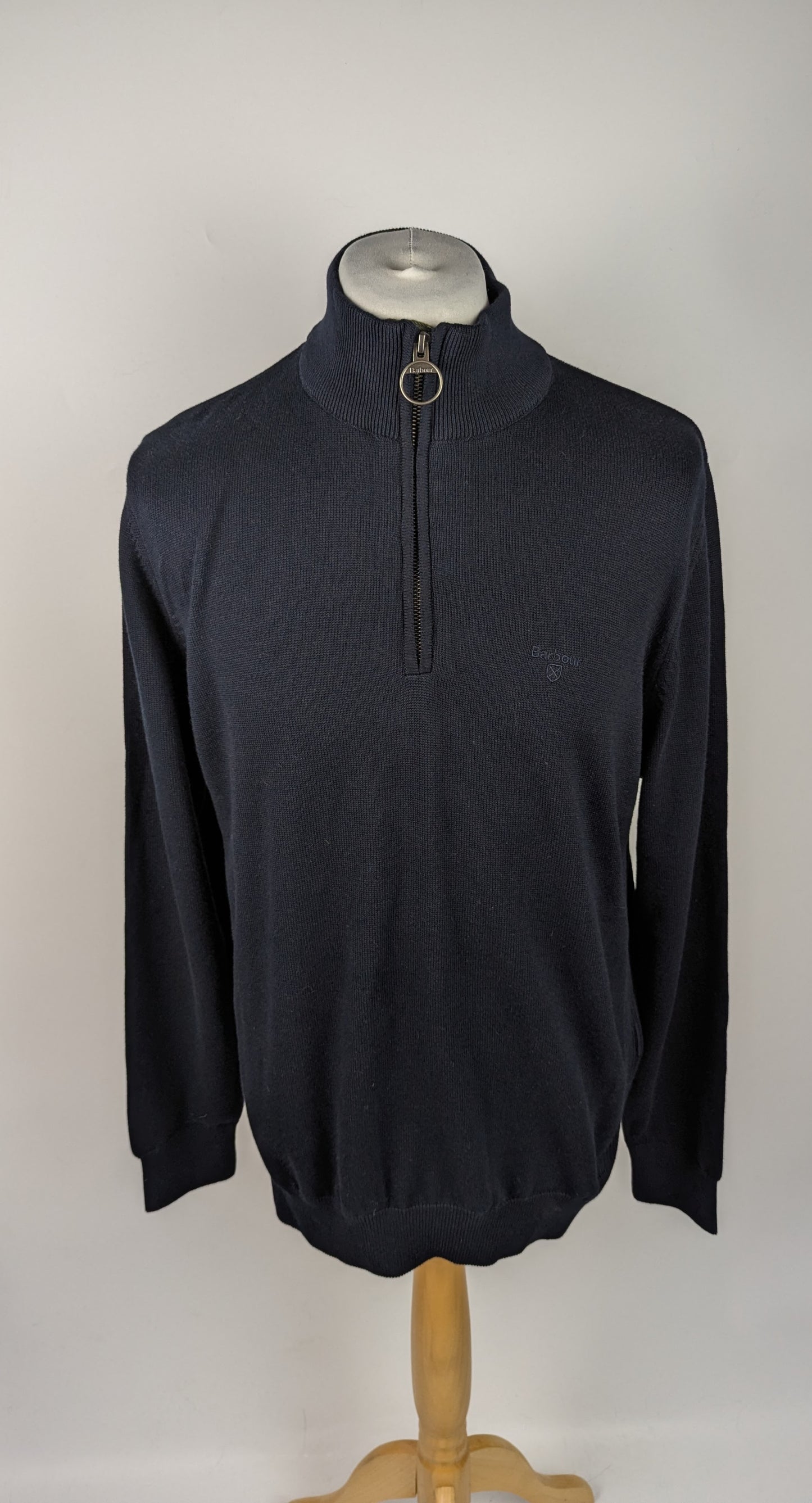 BARBOUR Men's Cotton Half Zip Jumper - Navy
