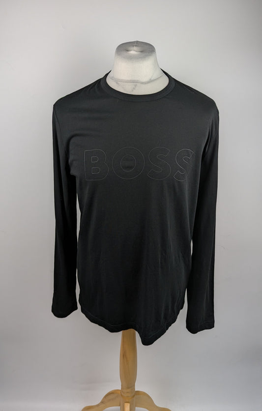 BOSS Tognbo Long Sleeve Cotton Top - Black