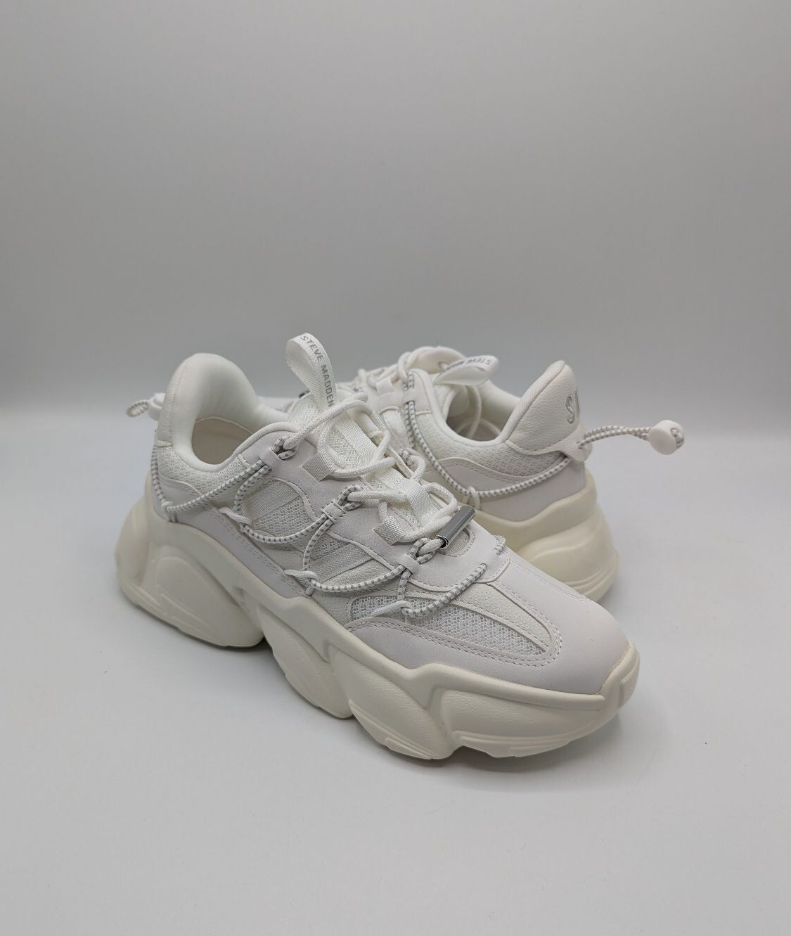 Steve Madden Women's Spectator Trainer Chunky Trainers - white