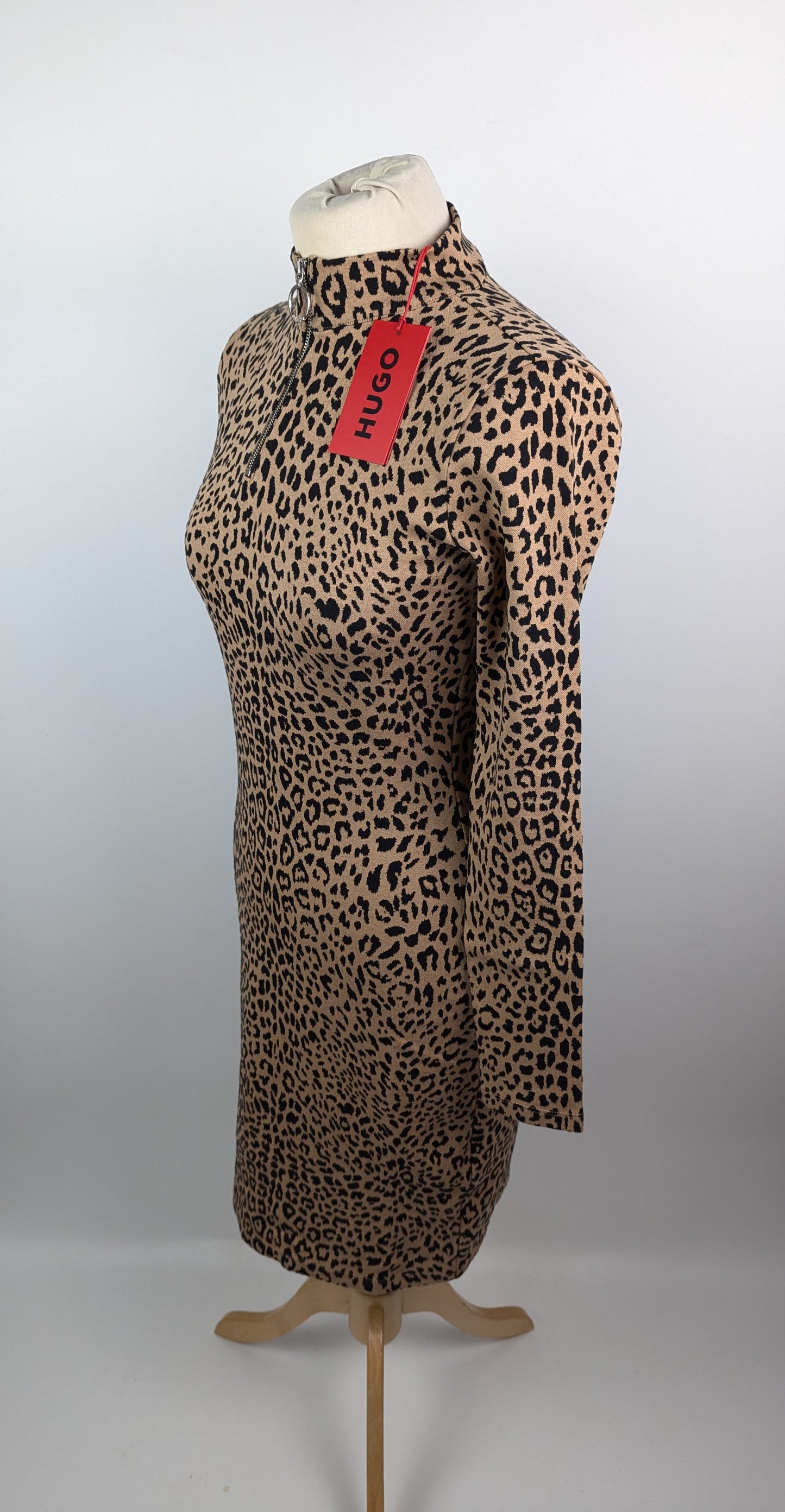 Hugo Womens Ninky Bodycon Dress - Brown/Black Animal Print