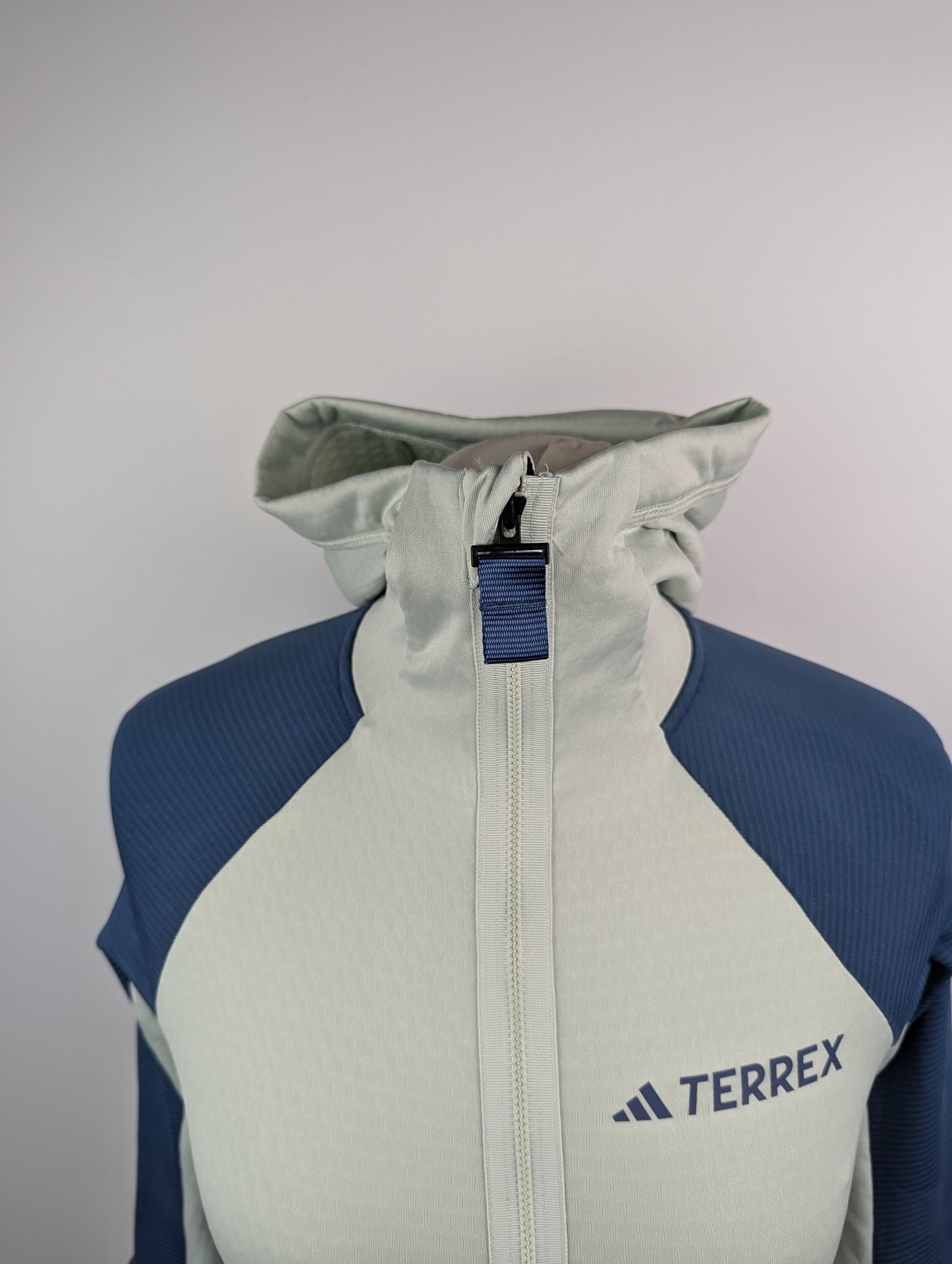 Adidas Terrex Tech Fleece Hooded Hiking Fleece Jacket - Light Green / Blue