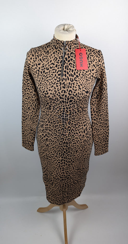 Hugo Womens Ninky Bodycon Dress - Brown/Black Animal Print
