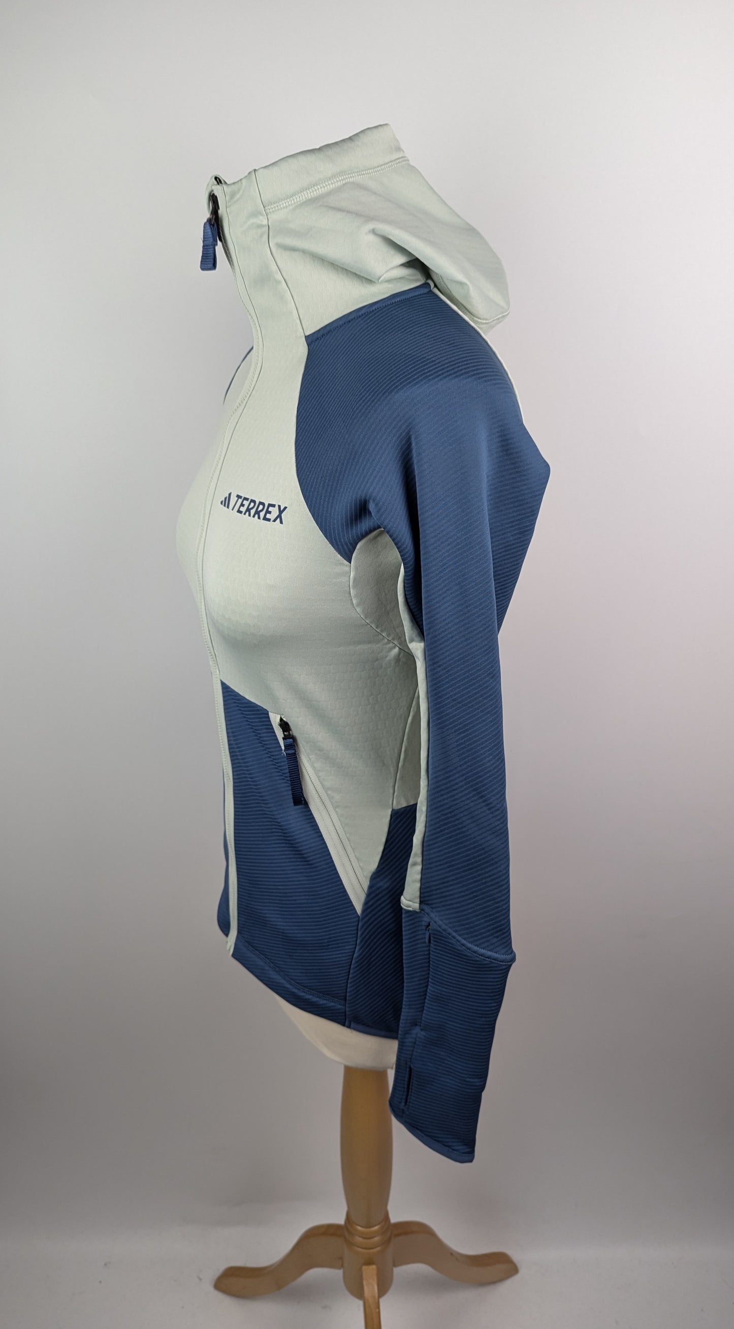 Adidas Terrex Tech Fleece Hooded Hiking Fleece Jacket - Light Green / Blue