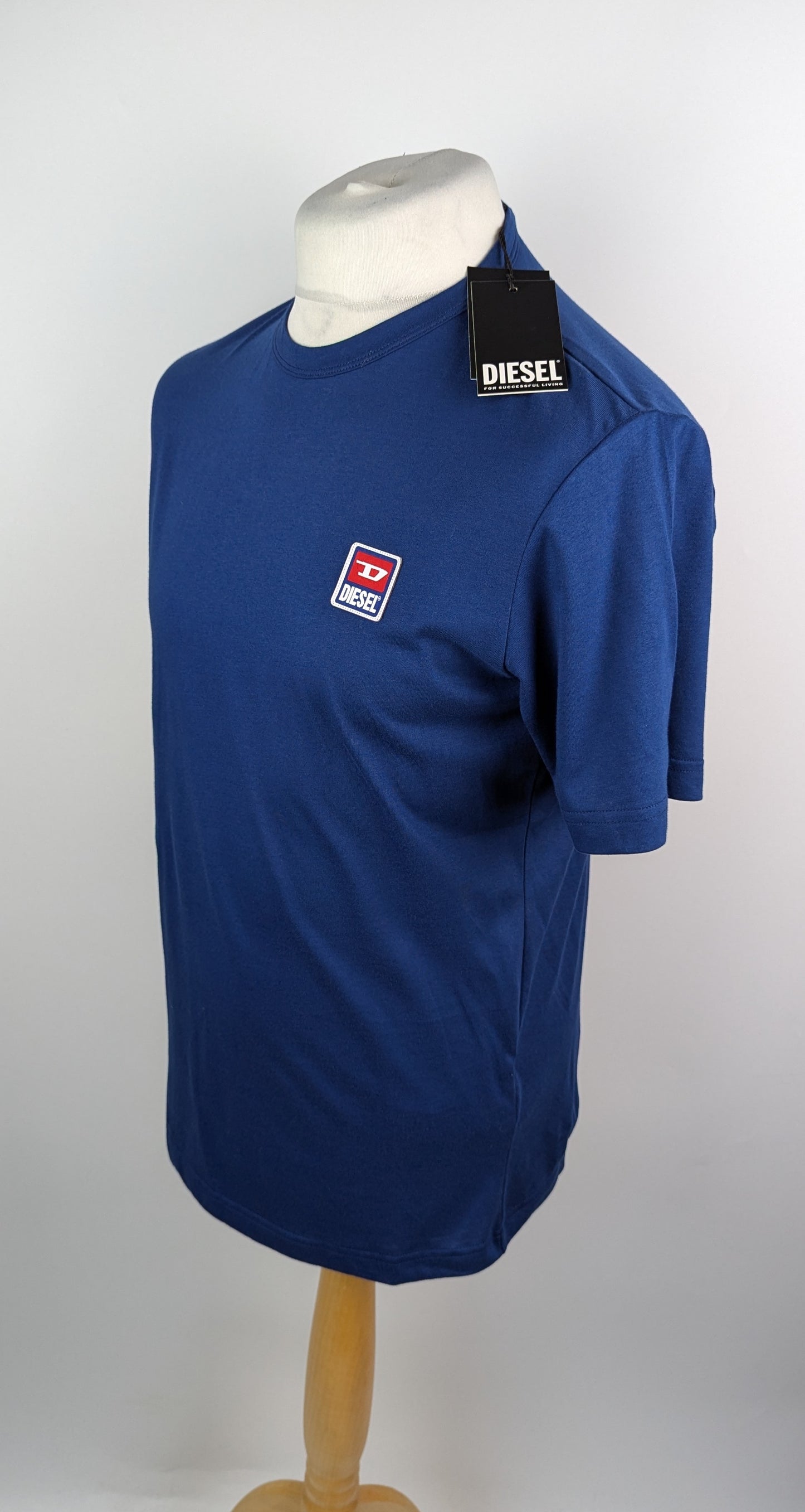 Diesel Mens Just 16 Logo Cotton T-Shirt - Blue