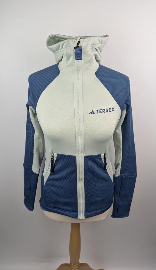 Adidas Terrex Tech Fleece Hooded Hiking Fleece Jacket - Light Green / Blue