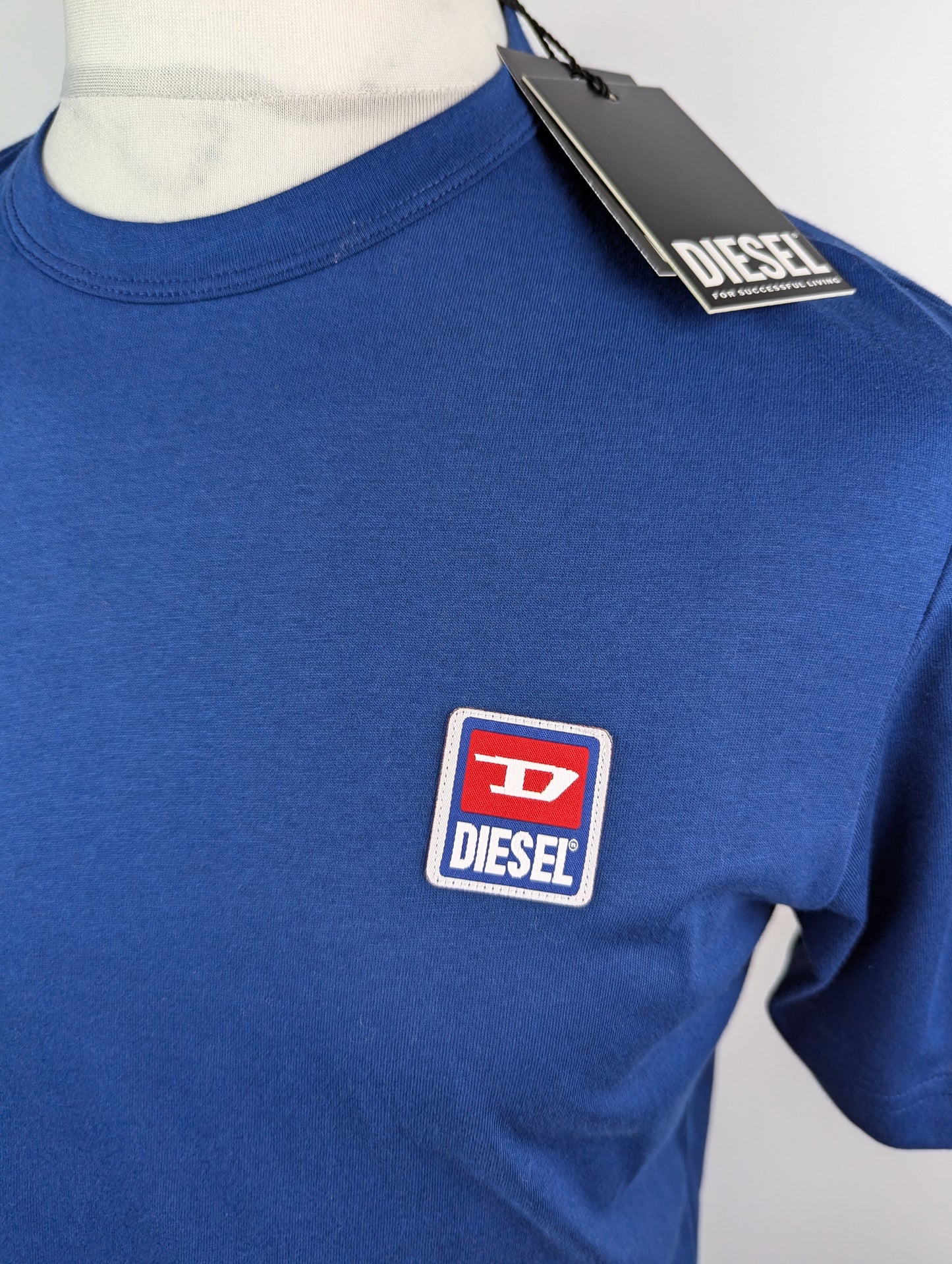 Diesel Mens Just 16 Logo Cotton T-Shirt - Blue