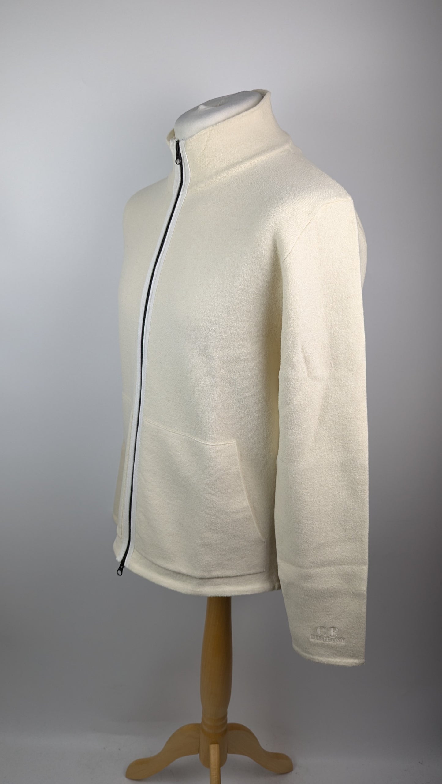 C.P. Company Mens Full Zip Sweater - Ivory White