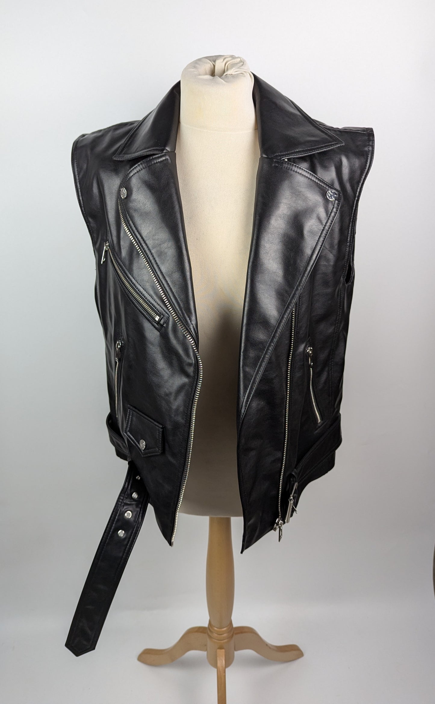 Hugo Womens Arebura-1 Faux Leather Sleeveless Jacket - Black