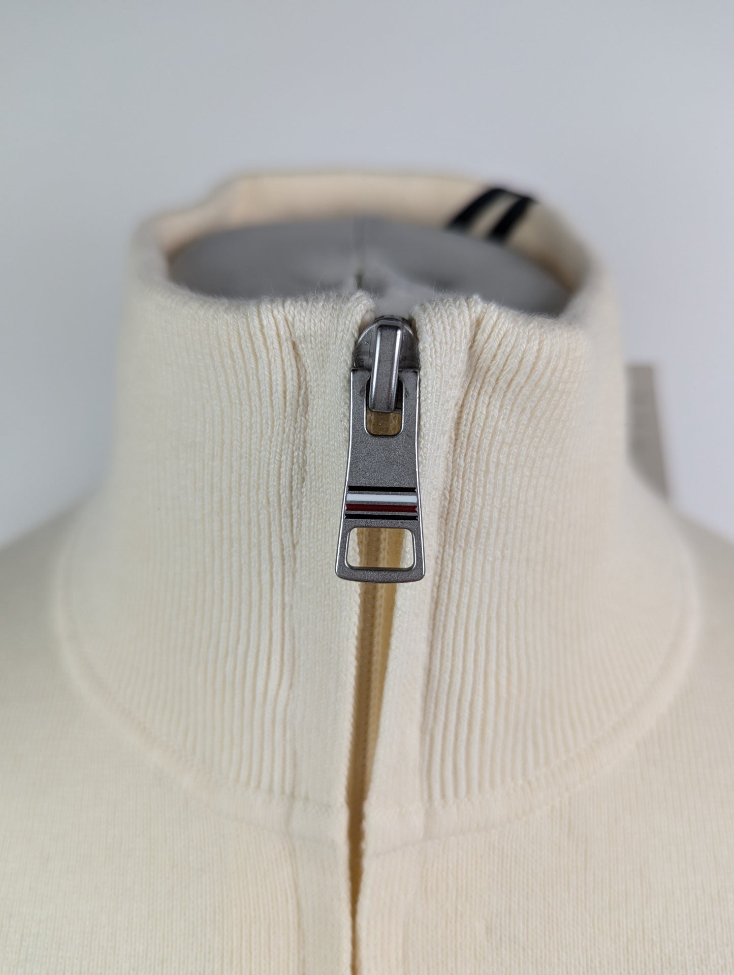 Tommy Hilfiger Global Stripe Zip Mock Neck Jumper - Cream