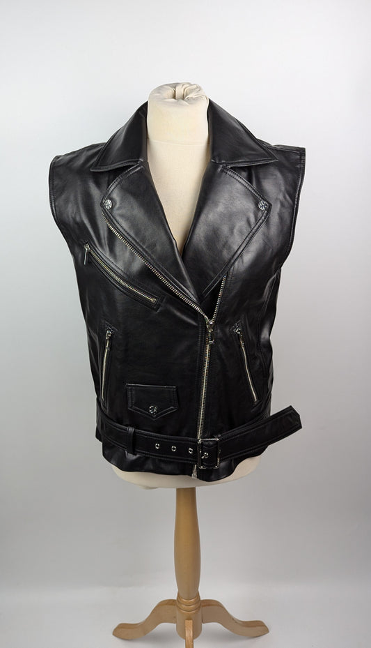 Hugo Womens Arebura-1 Faux Leather Sleeveless Jacket - Black