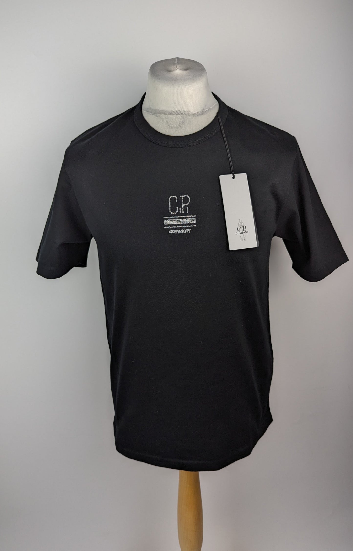 C.P. Company Mens Mercerized 30/2 Jersey Twisted Small Logo T-Shirt - Black