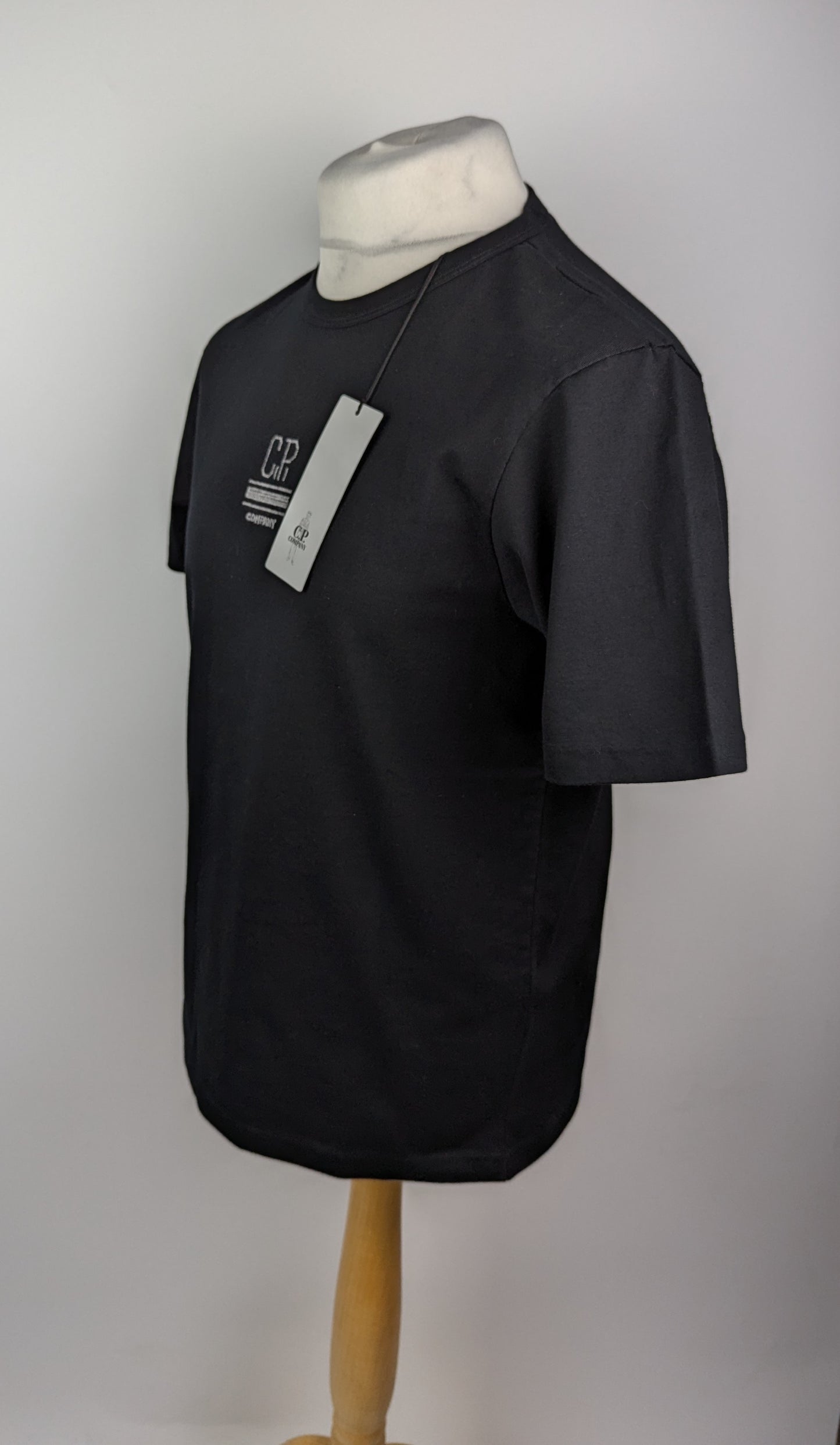 C.P. Company Mens Mercerized 30/2 Jersey Twisted Small Logo T-Shirt - Black