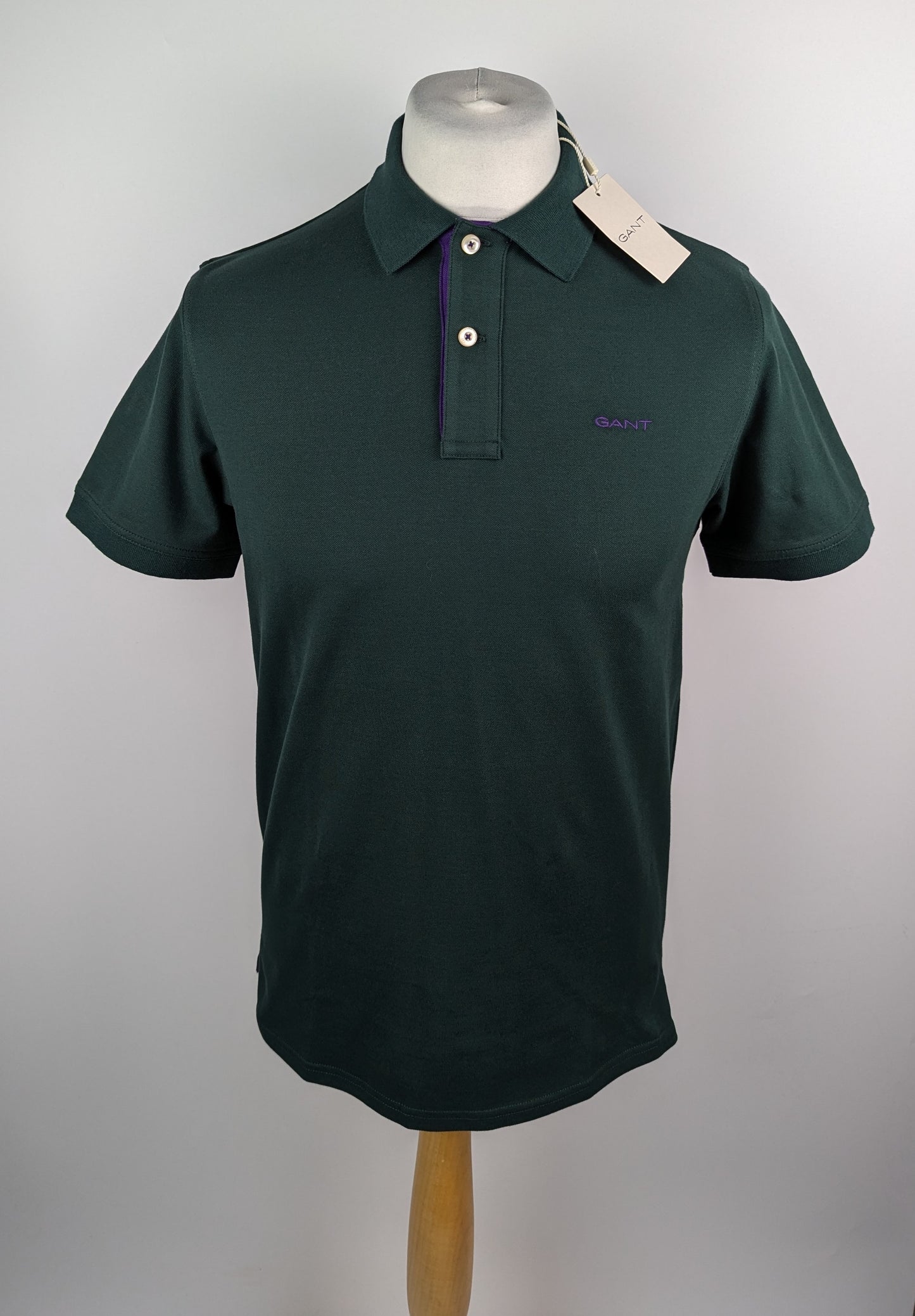 GANT Men's Contrast Piqué Polo Shirt - Tartan Green
